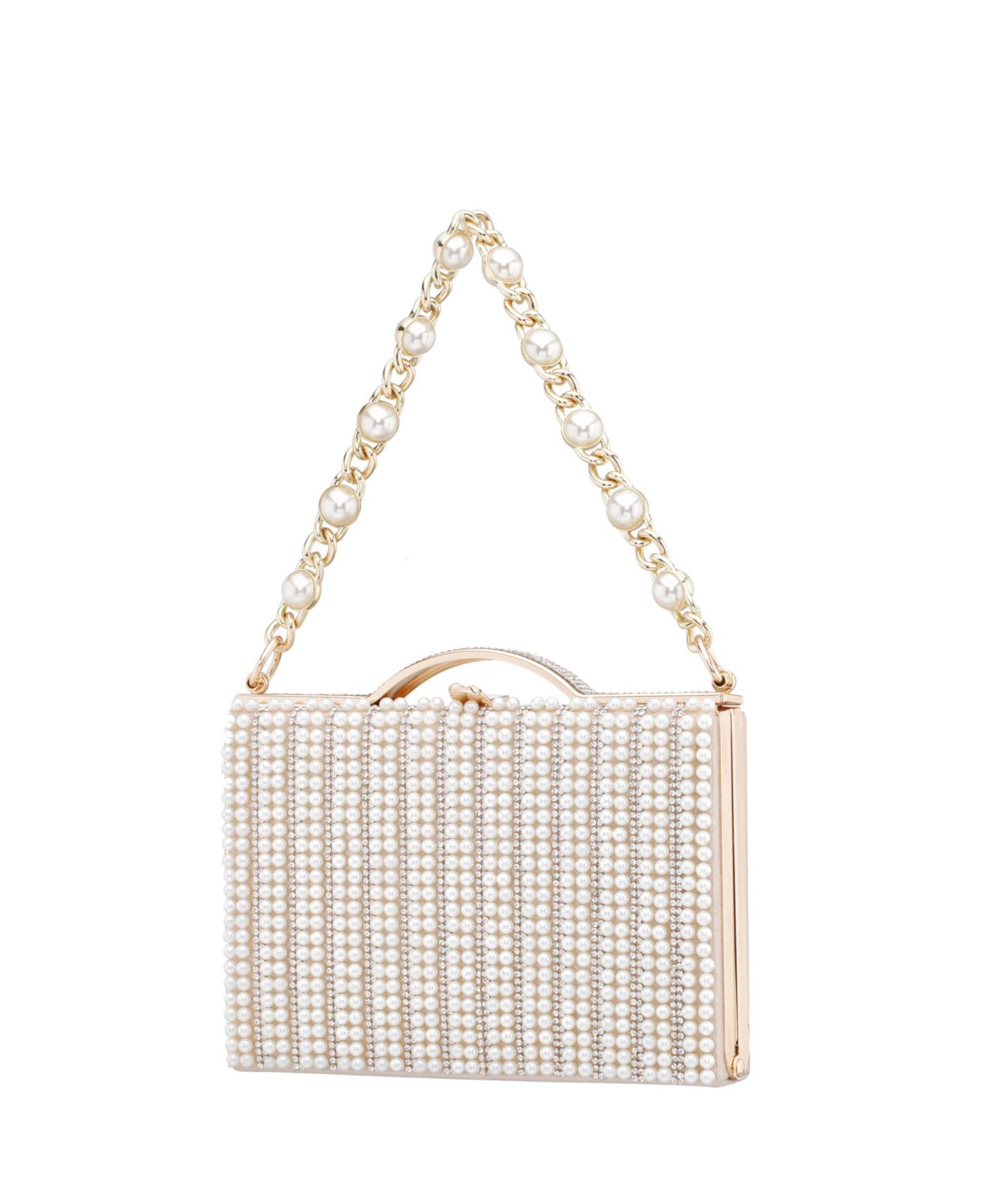 Женские клатчи Nina Imitation Pearl and Crystal Minaudiere, цвет: Белый — фото 2