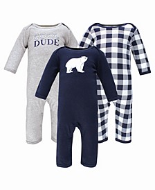 Baby Boys Cotton Coveralls, Pack of 3