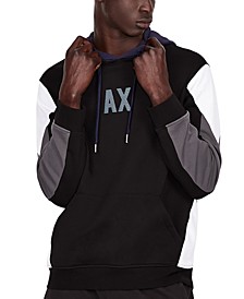 Men's Colorblocked Logo-Print French Terry Hoodie