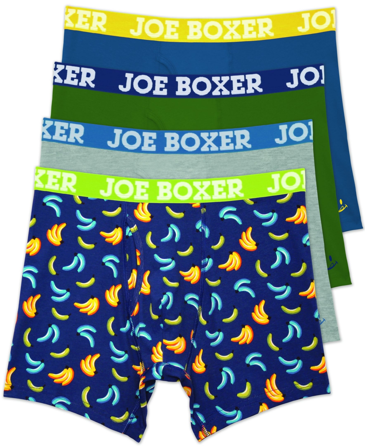 Joe Boxer Men's 4-Piece Fun, Soft and Comfortable Cotton Boxer Briefs Set