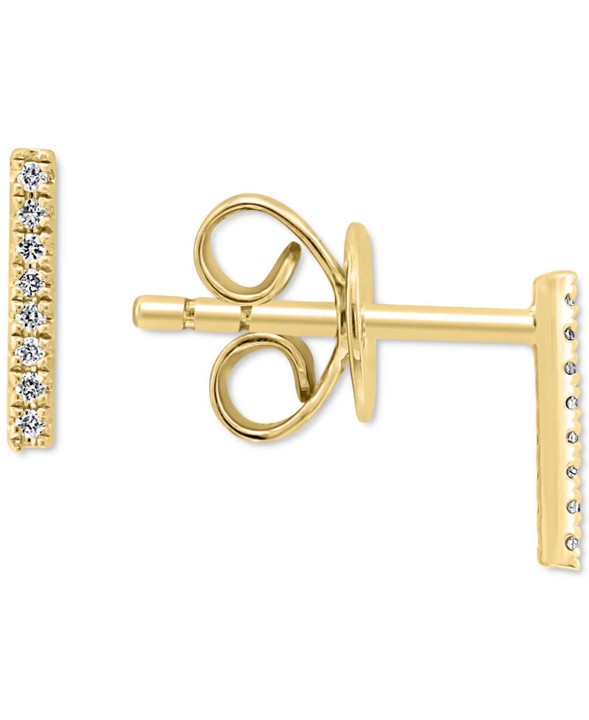 Effy Diamond Bar Stud Earrings (1/20 ct. t.w.) in Sterling Silver or 14k Gold-Plated Sterling Silver - Gold-Plated Sterling Silver