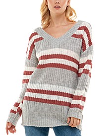 Juniors' Striped Sweater Tunic