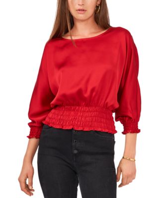 Vince Camuto - Solid Dolman-Sleeve Smocked-Hem Top