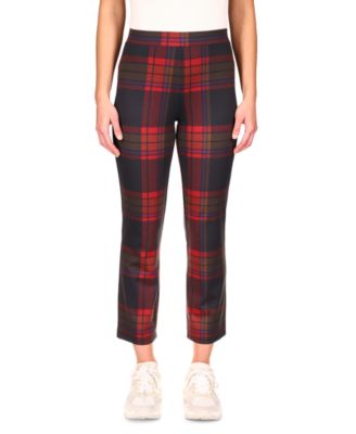 womens red plaid dress pants