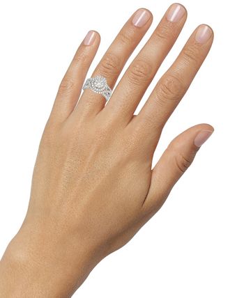 Macy's - Diamond Halo Openwork Engagement Ring (1-1/2 ct. t.w.) in 14k White Gold