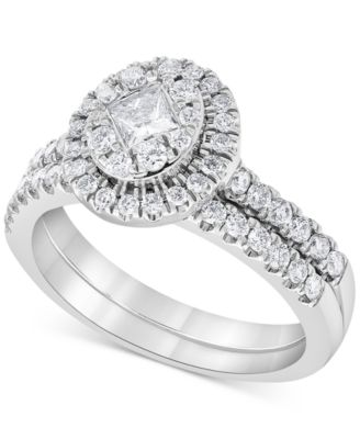 Macy's - Diamond Princess Oval Halo Bridal Set (1 ct. t.w.) in 14k White Gold