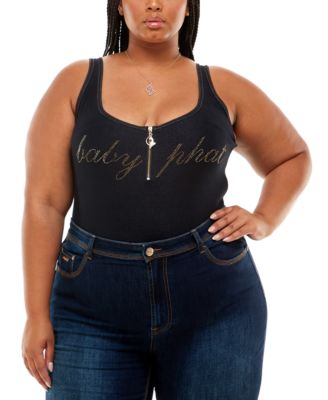 Baby Phat - Plus Size Embellished Denim Bodysuit