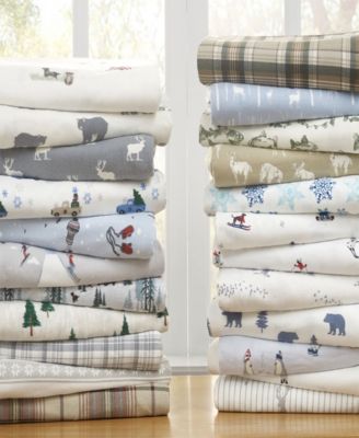 Eddie Bauer 100 Brushed Cotton Flannel Sheet Pillowcase Sets In Deer Lodge