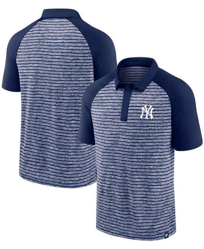 Fanatics Men's Navy New York Yankees Lineup Shadow Stripe Strength and Glory Raglan Polo Shirt