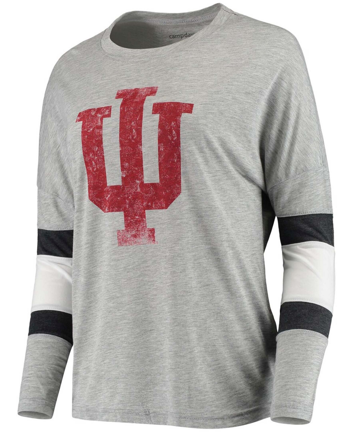 Women'sIndiana Hoosiers Swell Stripe Long Sleeve T-shirt - Heather Gray