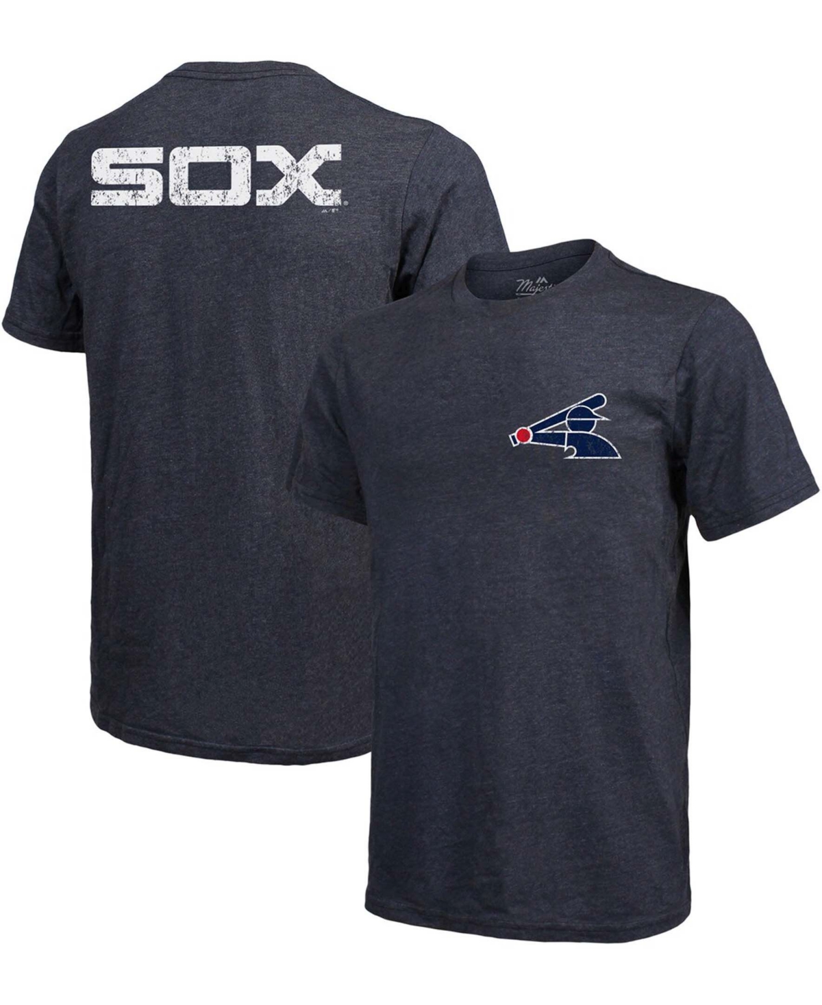 Men's Navy Chicago White Sox Throwback Logo Tri-Blend T-shirt - Navy
