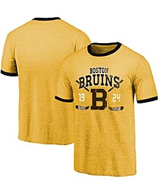 Men's Gold Boston Bruins Buzzer Beater Tri-Blend Ringer T-shirt