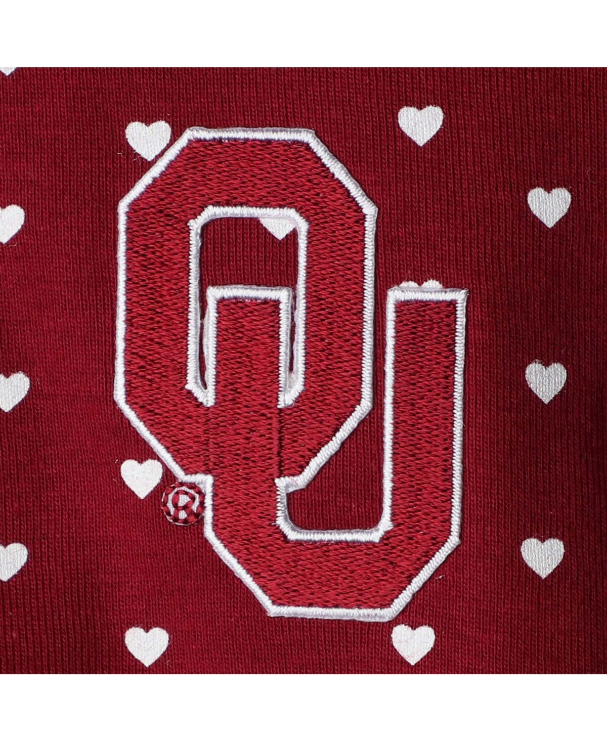 TWO FEET AHEAD GIRLS INFANT BOYS AND GIRLS CRIMSON OKLAHOMA SOONERS HEARTS BODYSUIT AND HEADBAND SET, 2 PACK 