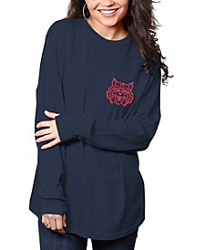 Women's Navy Arizona Wildcats The Big Shirt Oversized Long Sleeve T-shirt