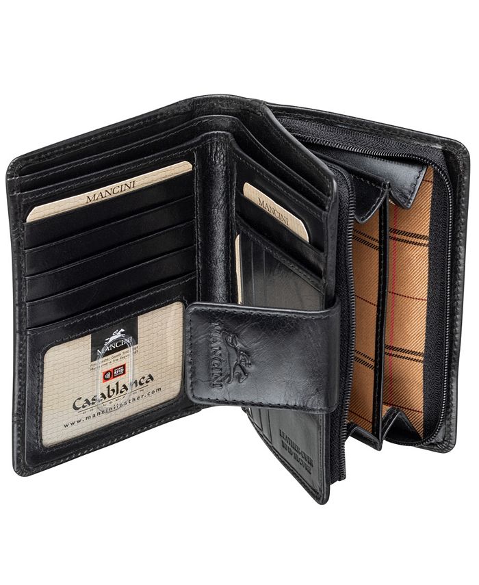 Mancini Casablanca Collection Men S Zippered Wallet With Removable Passcase Rfid Secure