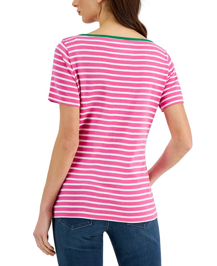 Charter Club Prima Knit Striped Boatneck Top, Created for Macy's - Macy's