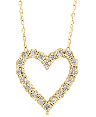 EFFY&reg; Diamond Heart 18" Pendant Necklace (1/4 ct. t.w.) in Sterling Silver or 14k Gold-Plated Sterling Silver