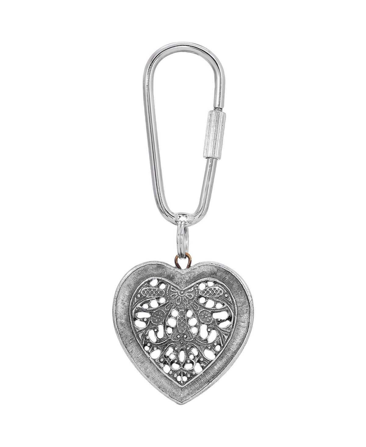 2028 Filigree Heart Key Fob In Silver-tone