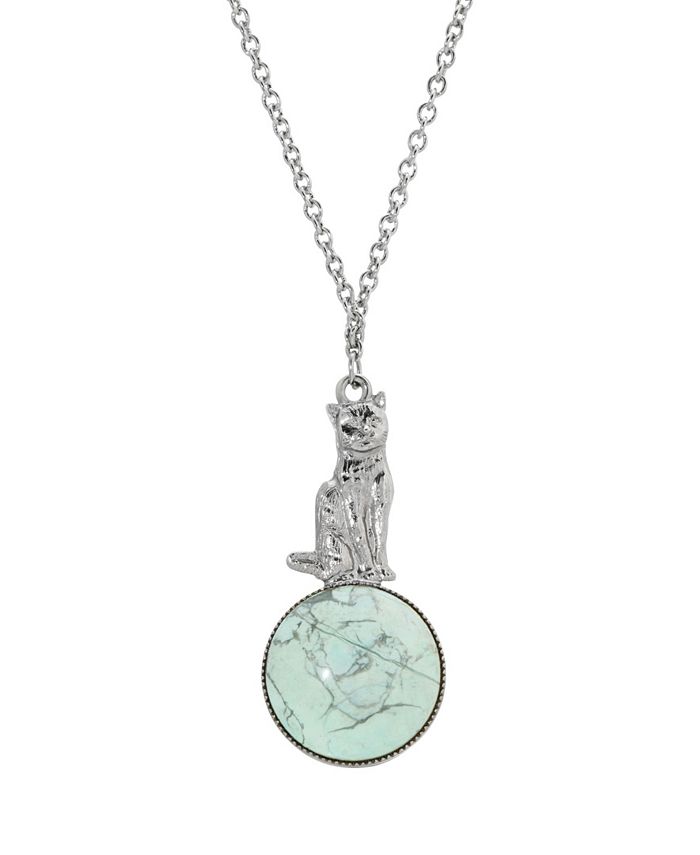 2028 Semi-Precious Stone Cat Pendant Necklace - Macy's