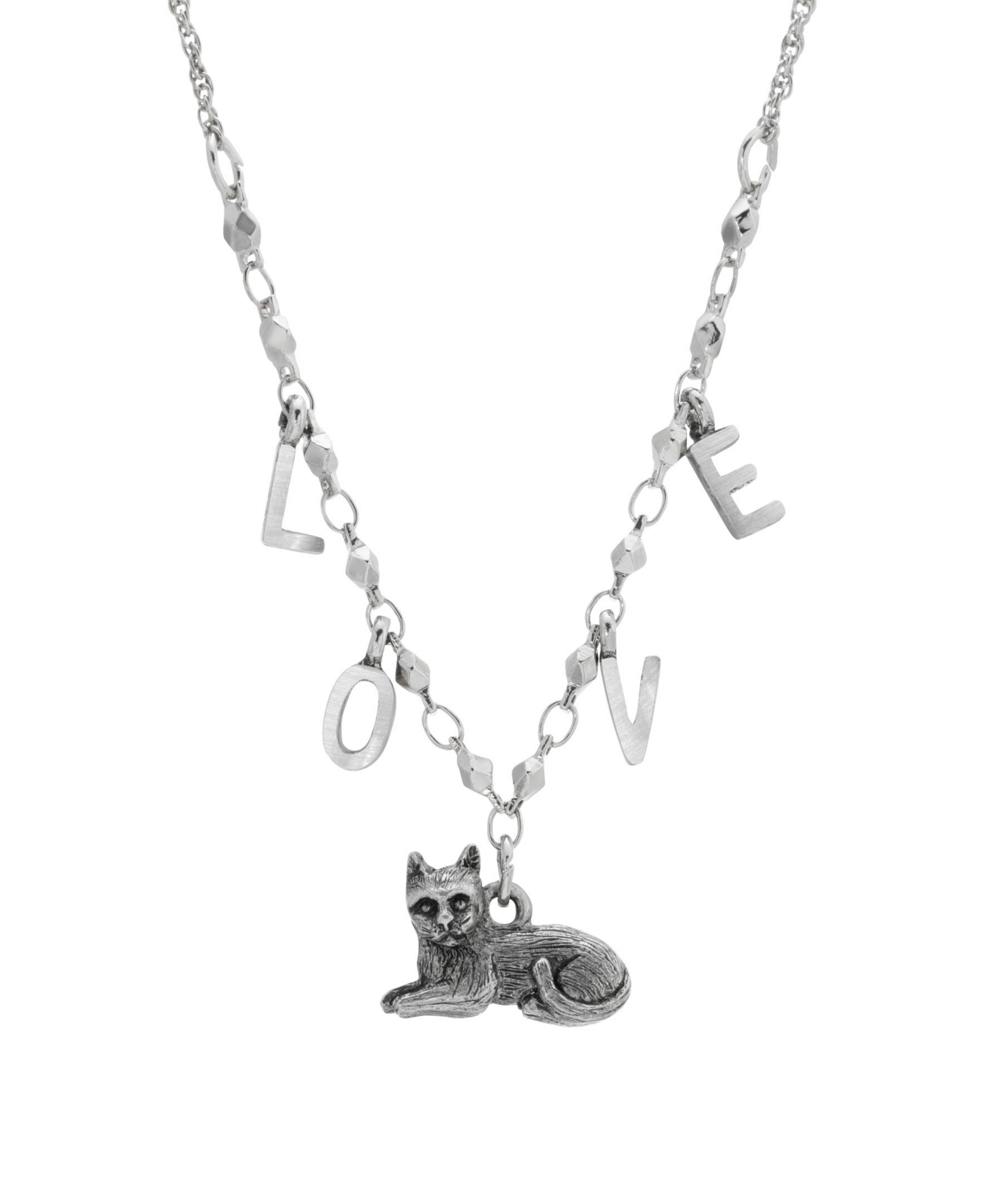 2028 Cat With Love Initials Necklace In Silver-tone