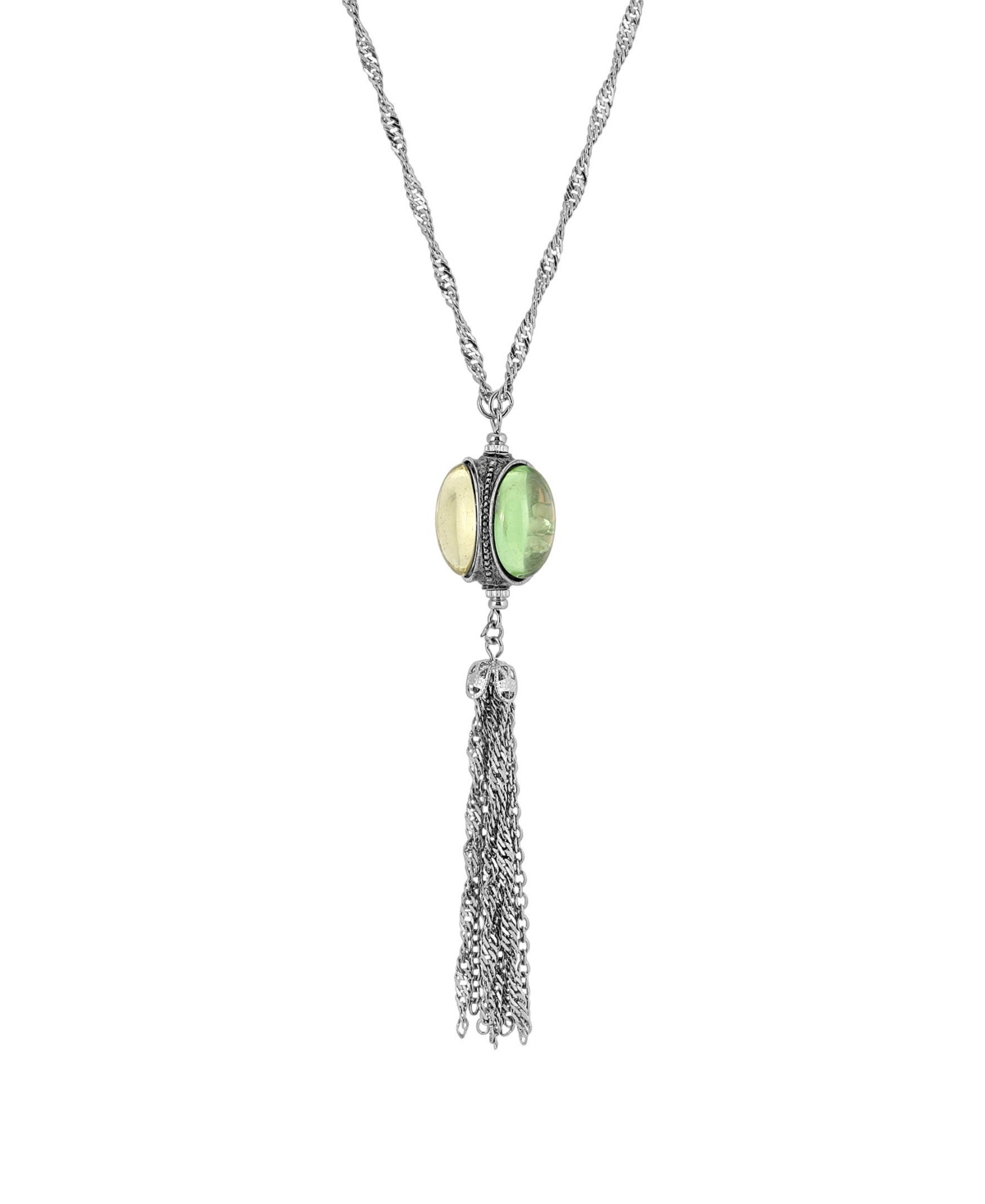 2028 Crystal 3 Sided Spinner Necklace In Green