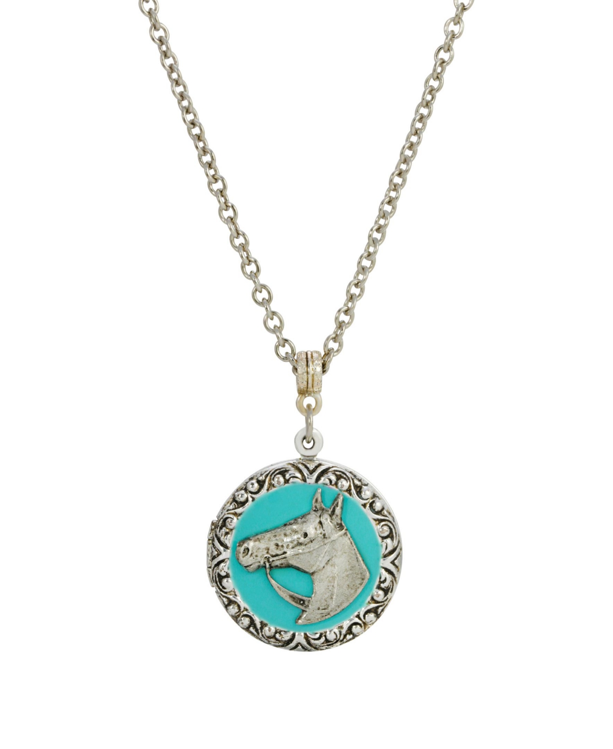 2028 Enamel Horse Necklace In Turquoise