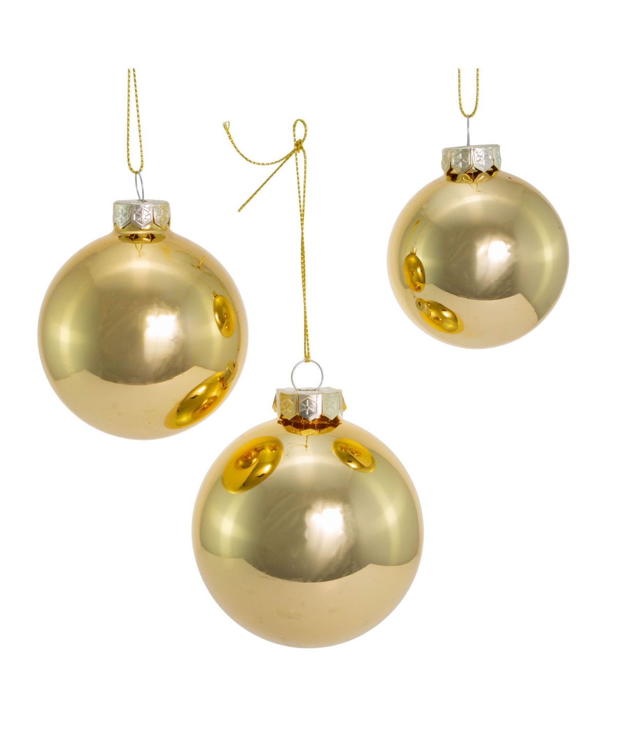 Kurt Adler 60-80 Shiny Glass Ball Ornaments 20 Piece Set - Gold-Tone