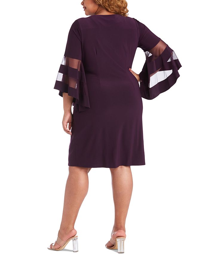 R & M Richards Plus Size Illusion Bell-Sleeve Dress & Reviews - Dresses ...