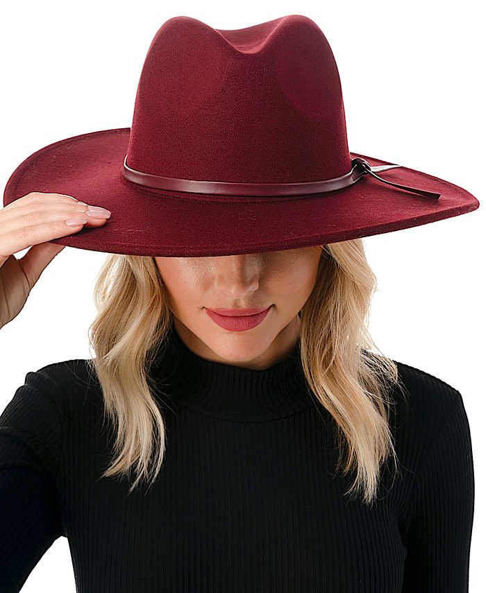 Marcus Adler Women's Wool Blend Felt Hat with Vegan Leather Band Macy's