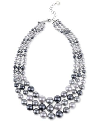 Photo 1 of Charter Club Imitation Pearl Three-Row Collar Necklace, 