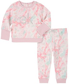 Baby Girls Fleece Tie-Die Sweatsuit, 2 Piece Set