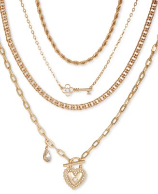 GUESS Gold-Tone 3-Pc. Set Multi-Crystal Layering Necklaces