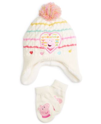 Berkshire Little Girls Peppa Pig Hat & Mittens Set