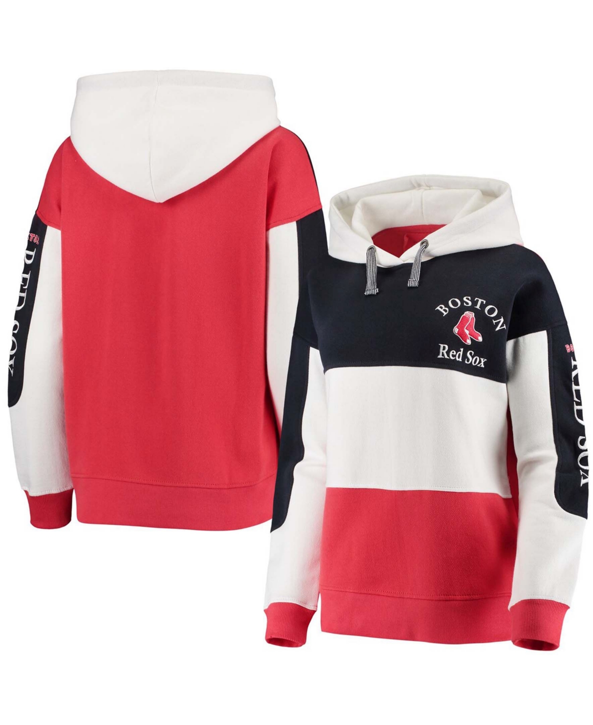 Women's Navy and Red Boston Red Sox Rugby Pullover Hoodie - Navy, Red