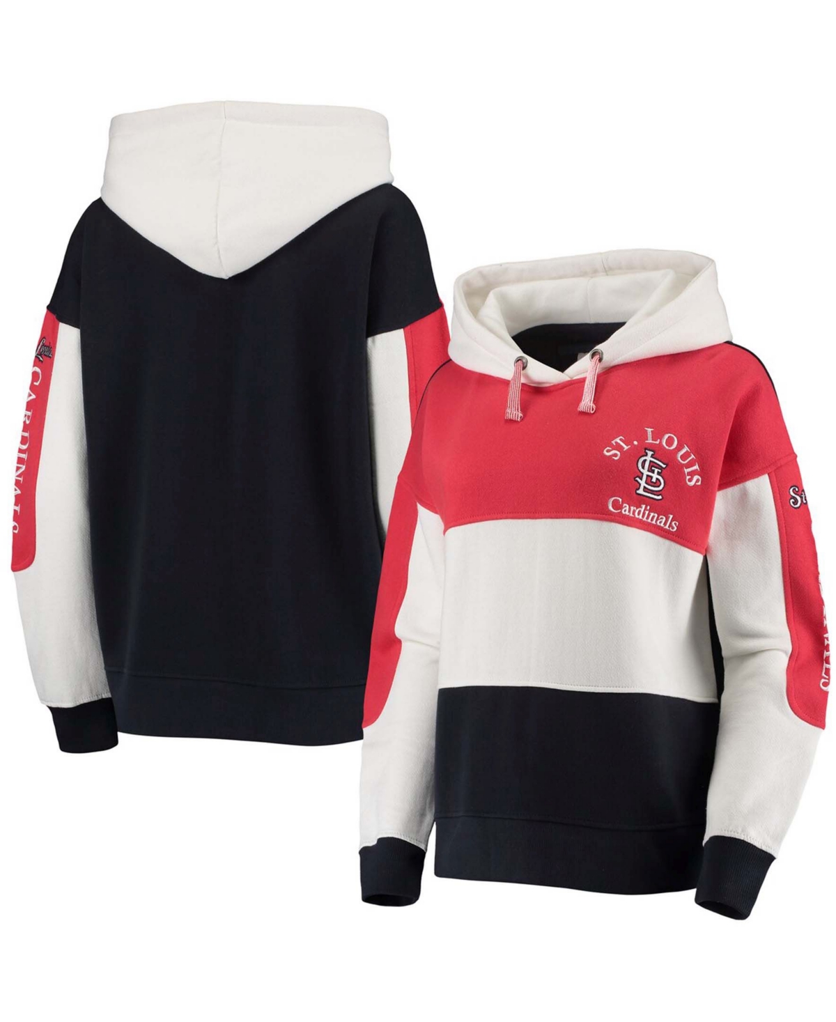 Shop Soft As A Grape Women's Red And Navy St. Louis Cardinals Rugby Pullover Hoodie In Red,navy