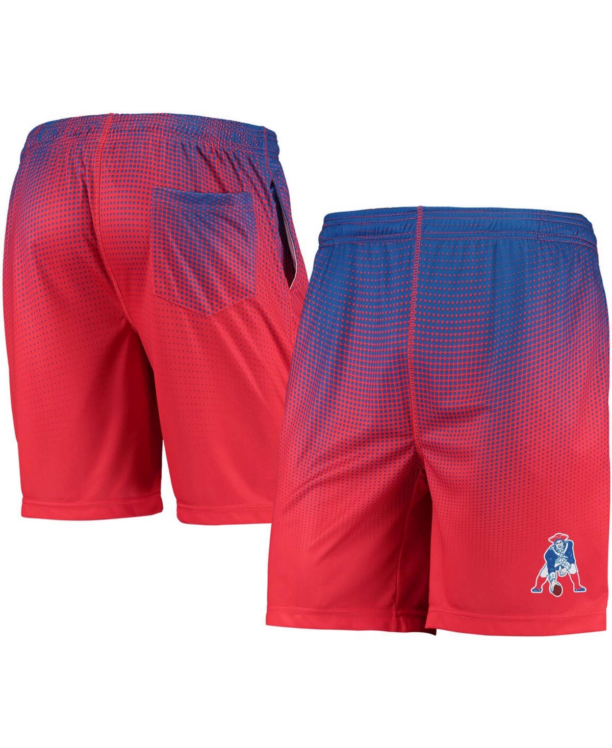 Foco Men's Royal And Red New England Patriots Historic Logo Pixel Gradient Training Shorts In Royal,red