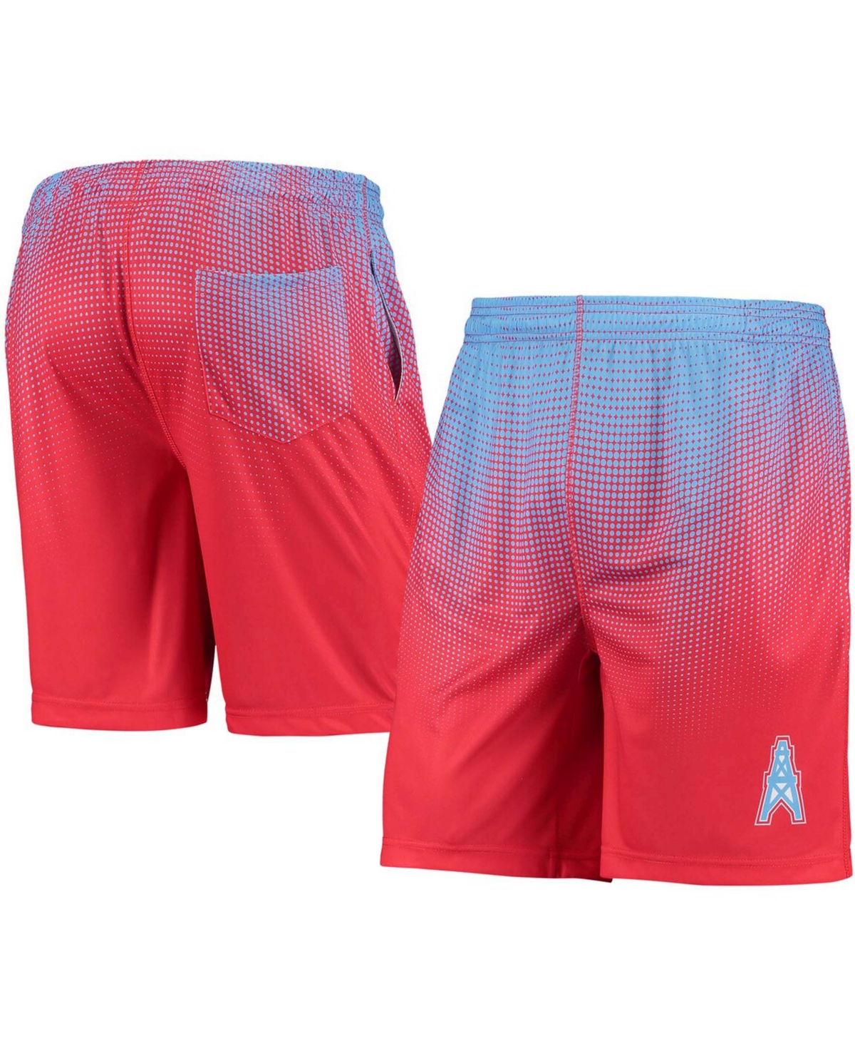 Men's Light Blue and Red Houston Oilers Gridiron Classic Pixel Gradient Training Shorts - Light Blue, Red