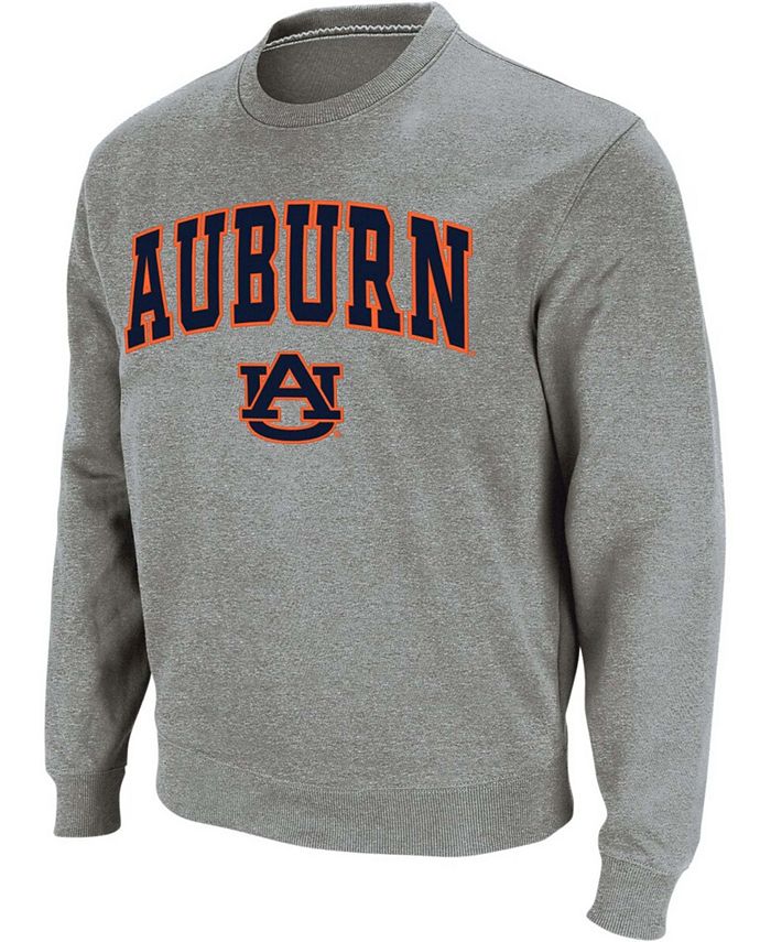 Colosseum Men s Heathered Gray Auburn Tigers Arch Logo Crew Neck