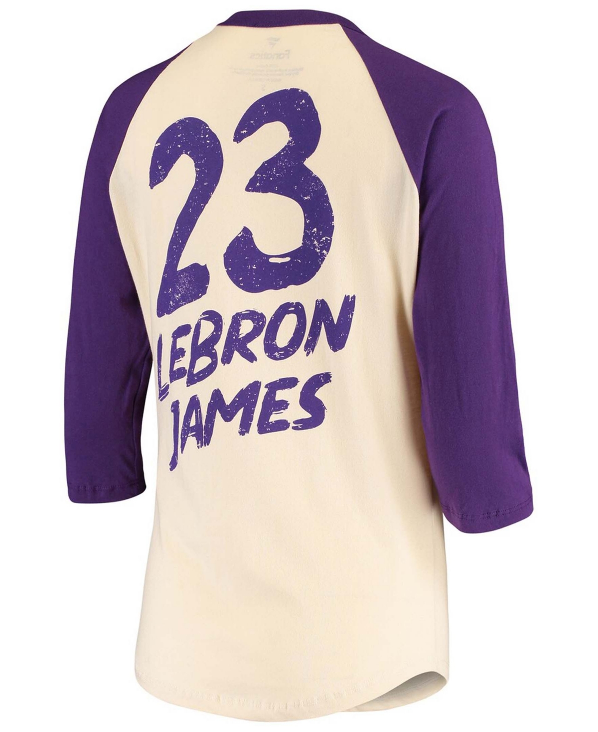 Women's LeBron JamesLos Angeles Lakers Raglan 3/4-Sleeve T-shirt - Cream