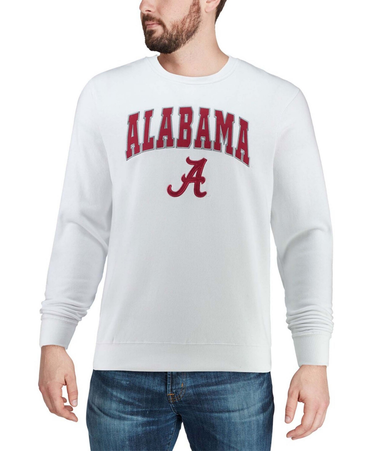 Shop Colosseum Men's White Alabama Crimson Tide Arch Logo Crew Neck Sweatshirt