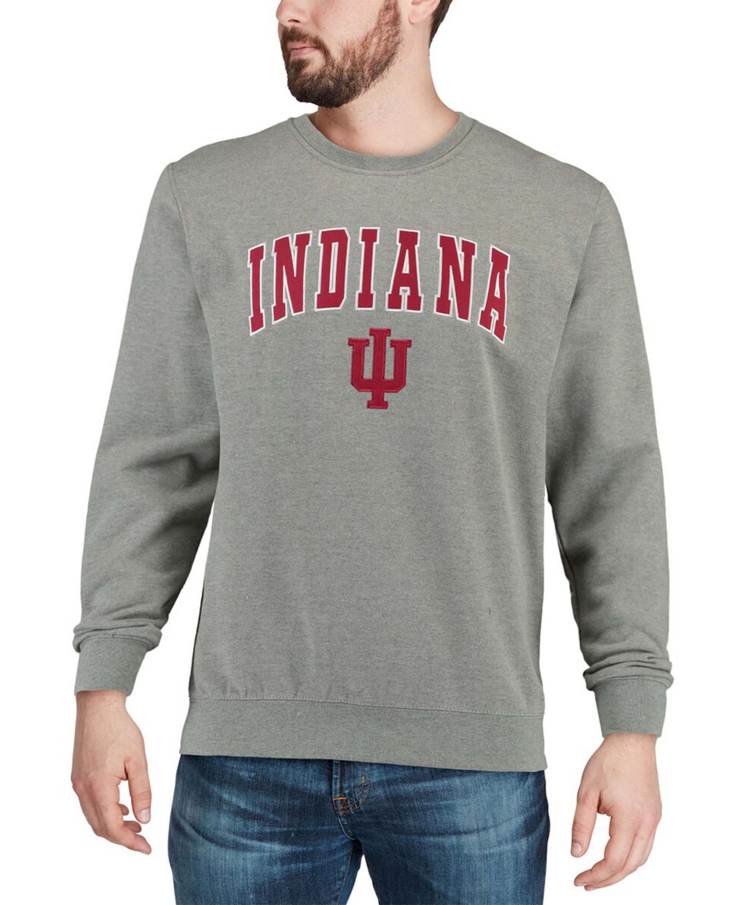 Men's Indiana Hoosiers Arch Logo Crew Neck Sweatshirt