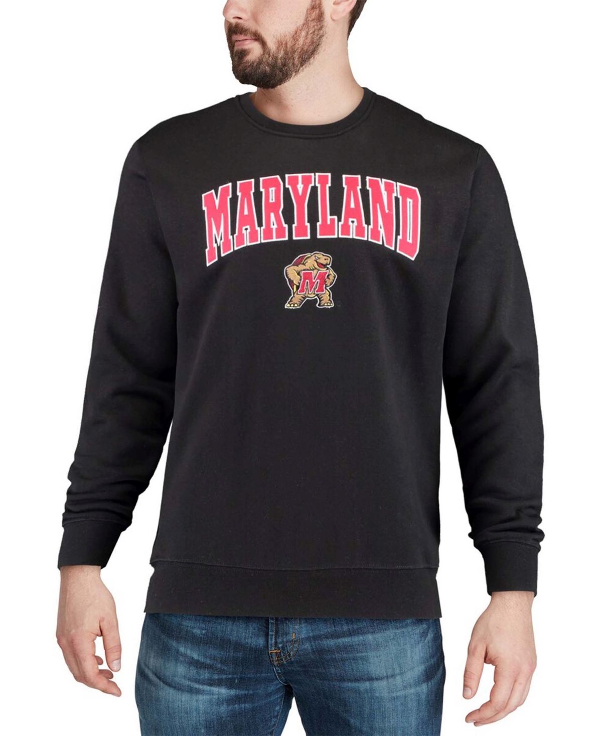 Shop Colosseum Men's Black Maryland Terrapins Arch Logo Crew Neck Sweatshirt