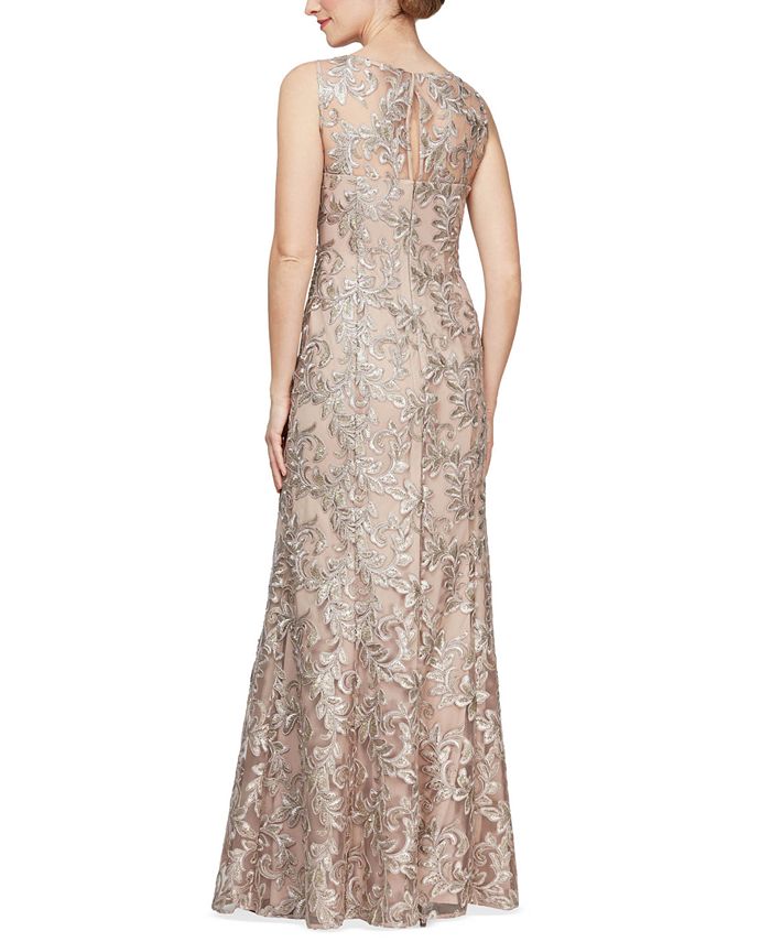 Alex Evenings Sequin Lace Long Dress With Chiffon Shawl Macy S