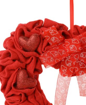 19.25" Fabric Valentine's Heart Wreath