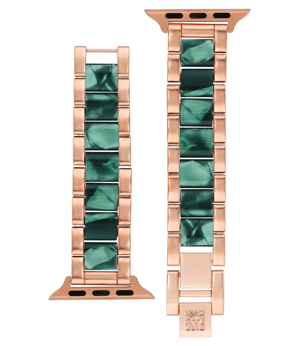 Anne Klein Women's MarbleizedAcetate and Rose Gold-Tone Alloy Metal Bracelet designed for Apple Watch 42mm (Series 1-3 only) & 44/45/46/49mm (U