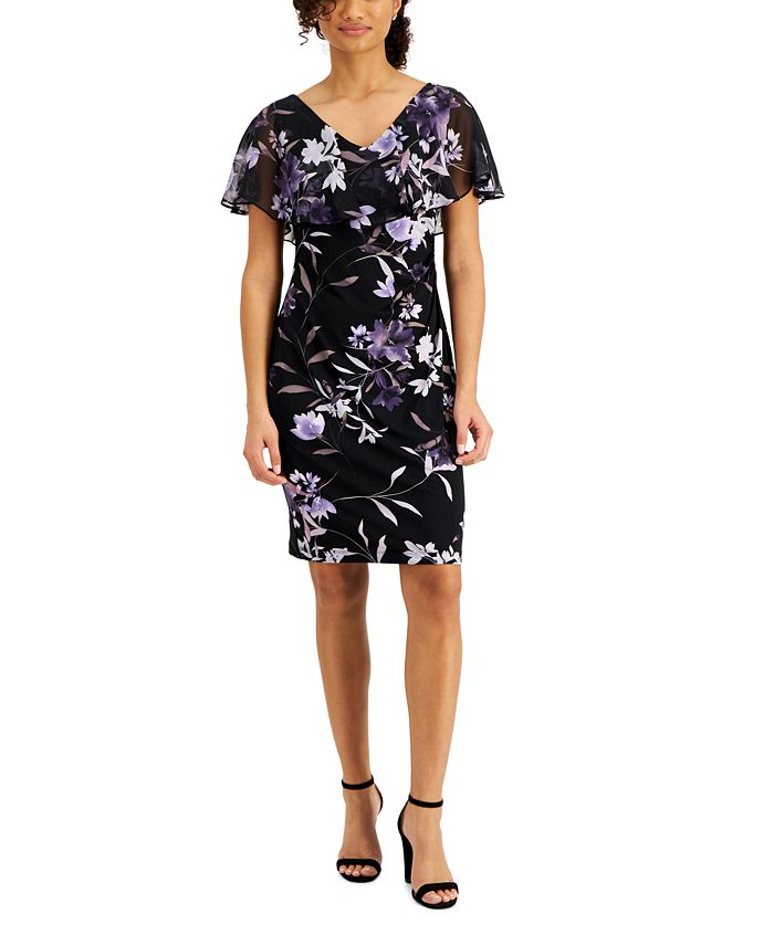 Connected Capelet-Overlay Sheath Dress - Macy's