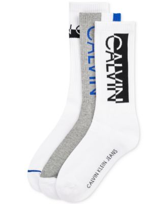 Calvin Klein Men's Logo Sport Cushion Crew Socks, Three Pairs Macy's