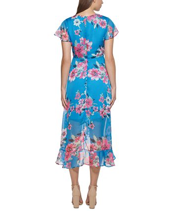 kensie Floral Printed Chiffon Midi Dress - Macy's