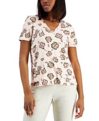 Alfani Printed V-Neck T-Shirt, Created for Macy's - Macy's
