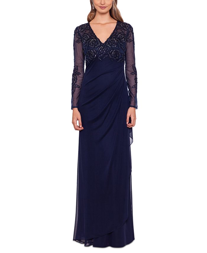 XSCAPE Beaded V-Neck Gown & Reviews - Dresses - Women - Macy's